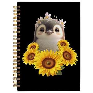 Ecezatik Penguin Notebook Journal - Sunflower Notebook, Penguin Gifts for Women, Cute Penguin Gifts, Animal Lover Gifts, Penguin Decor Spiral Notebook 5.5x8.3