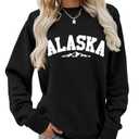 Generic Alaska Sweatshirt Retro Mountain Graphic Shirt Vintage Alaska Sweater Women Casual Crewneck Long Sleeve Pullover Tops XX-Large, 2XL
