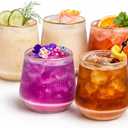 Oojami 40 Pack 14 oz Origami Ripple Stemless Ribbed Plastic Glasses, Disposable Unbreakable BPA-Free Cocktail Cups for Fancy Parties, Weddings, Indoor Outdoor Champagne, Whiskey, Mimosa, Gold Rim