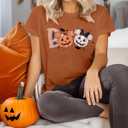 Halloween Party Shirt Woman Magical Halloween Shirts Boo Tshirt Pumpkin Print Tees Casual Vacation Short Sleeve Tops (XX-Large, Orange)