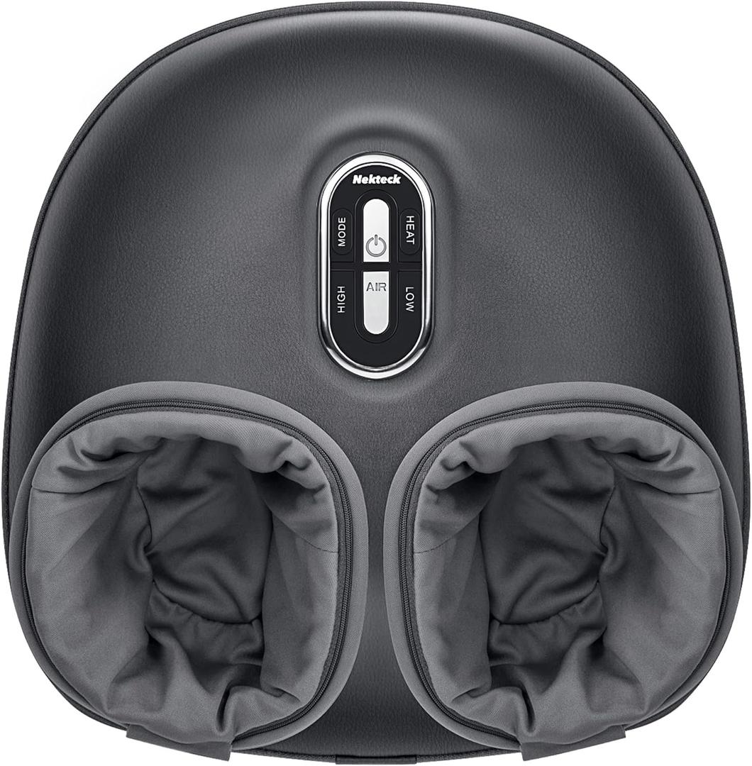 Nekteck Shiatsu Foot Massager with Heat, Deep Kneading Therapy Air Compression, Feet Massage Improve Blood Circulation Foot Wellness Soothing Pain Relief, Relax for Home Office Use (Gray (Regular))