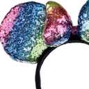 A Miaow 3D Bow Black Sequin Headband Colorful Glitter Butterfly Hair Clasp Park Supply Adults Women Photo Accessory Party Costume (Rainbow and Rainbow)