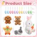 WinnerWhy 18 Pcs Easter Bunny Gift Basket Toys Easter Basket Plush Stuffers Bunny Rabbit Eggs Plush Animal Toy for Party Favor Picnic Decoration