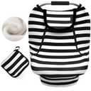 ACRABROS Car Seat Covers for Babies,All Season Infant Carseat Cover Canopy for Boys and Girls,Stretchy Adjustable Peeping Window with Mesh Cover,Warm Breathable Universal,Black White Stripe