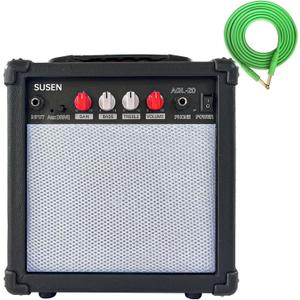 Electric Guitar Amplifier 20 Watt Amp Portable Amp with Headphone Input Gain Powe Including Professional Noise Reduction Cable (White)