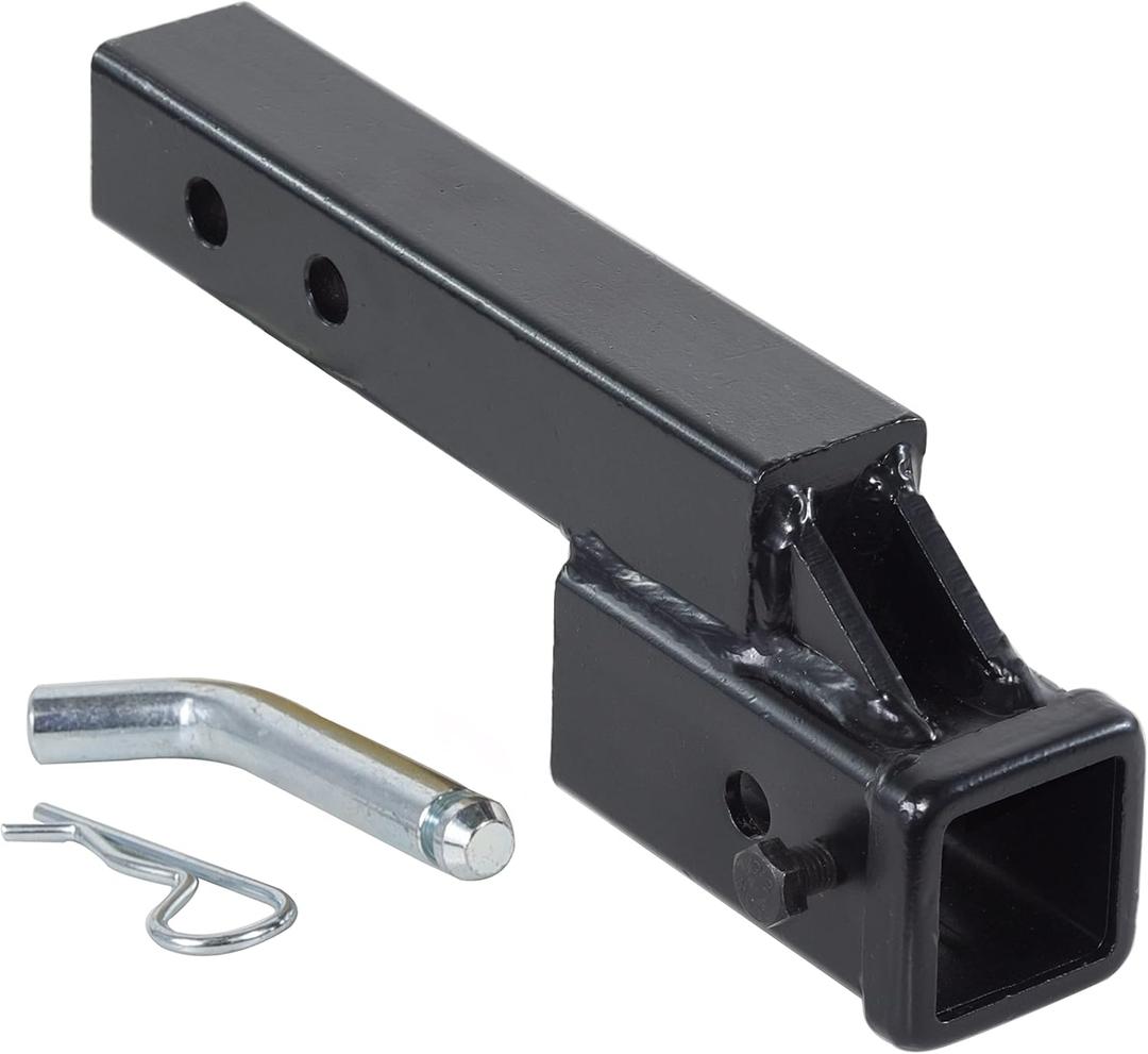 864121 Trailer Hitch Riser With 2.25 Inch Rise/Drop for 2 Inch Receiver Extension, Solid Shank, Pin Kit Included