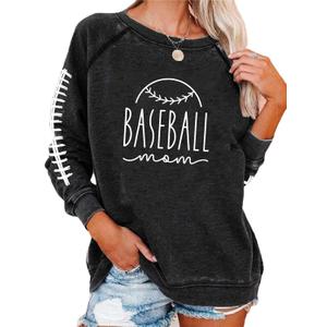 Womens Long Sleeve Shirt Pullover Tops, Loose Casual Crewneck T-Shirt Lightweight Sweatshirt (Small, Baseball)