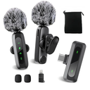 XBT 2-Pack Wireless Lavalier Microphone for iPhone,iPad,Android - Clip-on Lapel Mic with Noise Reduction,Plug & Play Mini Microphone for Video Recording,Interview,Podcast,Vlog,TikTok,YouTube,