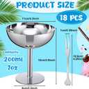 Reallnaive 18 Sets Stainless Steel Ice Cream Cups Bulk Silver Dessert Bowls with Forks 6.7 oz Small Metal Footed Cup for Serving Pudding Salad Fruit Sundae Summer Birthday Party Supply
