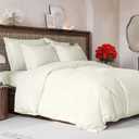 Duvet Cover King Size Set - Extra Soft King Size Duvet Cover 104 x 90 with 2 Pillow Shams - Hotel Luxury, Easy Care and Fade Free with Zipper Closures & Ties - Comfy, Breathable Bedding Set (Ivory) (03 - Ivory (No Comforter))