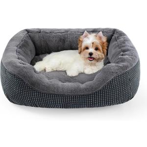 INVENHO Dog Beds for Small Medium Dogs Washable, Calming Orthopedic Warming Soft Calming Sleeping Durable Pet Bed with Anti-Slip Bottom (S PLUS (25"x21"x8"), Dark Grey)