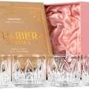 GLASSIQUE CADEAU Vintage Art Deco Crystal Lowball Cocktail Glasses | Set of 4 | 11 oz Short Tumbler Rocks Glassware for Drinking Craft Bar Drinks | Heavy Based Old Fashioned Glasses for Women