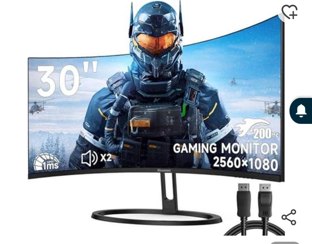 30-inch Curved Gaming Monitor 21:9 Ultrawide WFHD(2560x1080), up to 200Hz, 1ms, FreeSync Premium, 1800R, Eye Care, 100% sRGB PC Screen with HDMI(2.1)x 2 & DisplayPort x 2, Build-in Speakers,Wall Mount