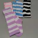 Aneco 4 Pairs Over Knee High Stripe Socks Halloween Cosplay Accessories Thigh High Socks for Adult Woman Girls (One Size, Mixed Colors B)