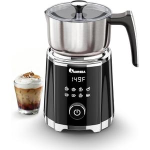 IAGREEA 8 in 1 Large Electric Milk Frother, 21oz/ 600ml Detachable Frother Steamer, Automatic Hot & Cold Foam Maker for Latte, Cappuccino, Hot Chocolate, Matcha, Dishwasher Safe, Stainless Steel Jug