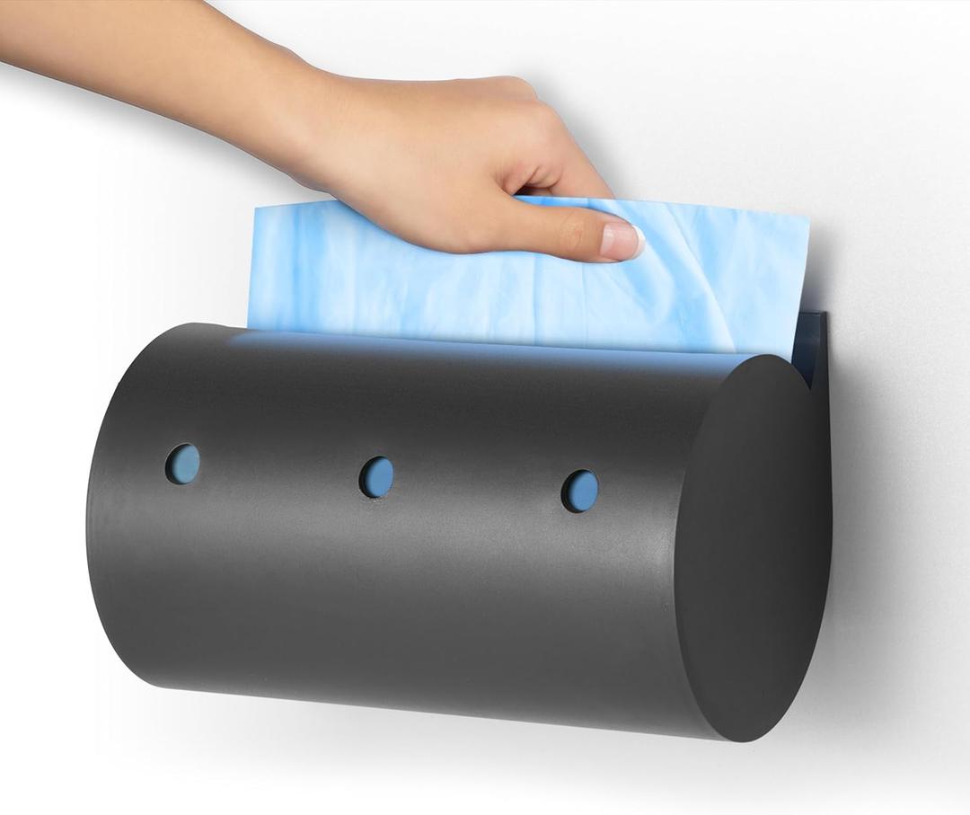 IMPRESA Trash Bag Dispenser Wall Mount - 50-Count Gray Plastic Holder - Under-Sink & Garage Installation - Garbage Bag Storage - Kitchen Organization & Storage