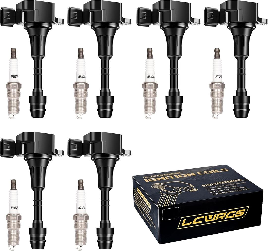 Set of 6 Ignition Coil Packs and Iridium Spark Plugs for Nissan Murano Maxima Altima Quest Xterra Pathfinder Frontier 2002 2003 2004 2005 2006 2007 2008 3.5 V6 Spark Plugs Coils UF349 224338J115