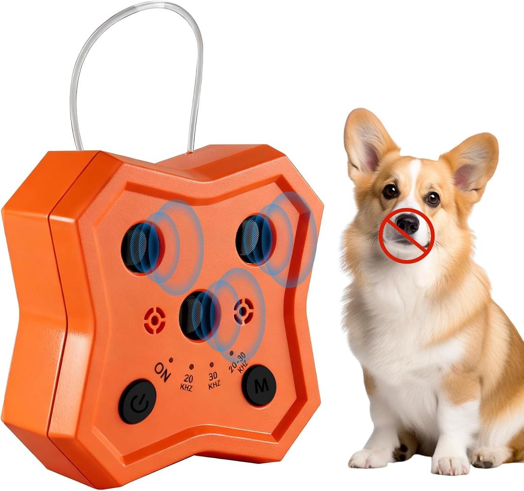 Anti Barking Device for Dogs: Ultrasonic Dog Bark Deterrent Devices with 3 Training Modes 50 FT | Dog Barking Silencer Bark Box for Indoor Outdoor | Stop Barking Control Device for Dogs (Orange)
