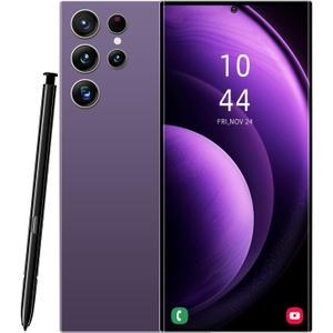 S24U Unlocked Phones,6.82 HD Screen 8+256GB Cell Phone,Built in Pen,Android 14 6800mAh Long Battery Life Smartphone,Dual SIM/Fingerprint Unlock/Face ID 5G Phone.(Purple)