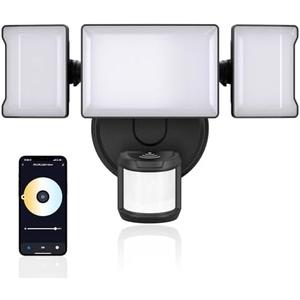 Olafus 65W Smart LED Flood Light Outdoor with Motion Sensor, 6500LM, 2700K-6500K WiFi Security Light Work with Alexa/Google, Motion Detector Lights with APP Control, IP65 Floodlight Outside (Black)