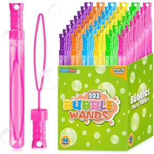 AuroTops 48 Pcs Bubble Wands Bulk,Bubbles Party Favors for Kids Giant Bubble Wand,Big Bubbles Birthday Gifts for Boys Girls,Ideal for Carnival,Wedding,Classroom Prizes,Goodies Bags Stuffers,6 Colors