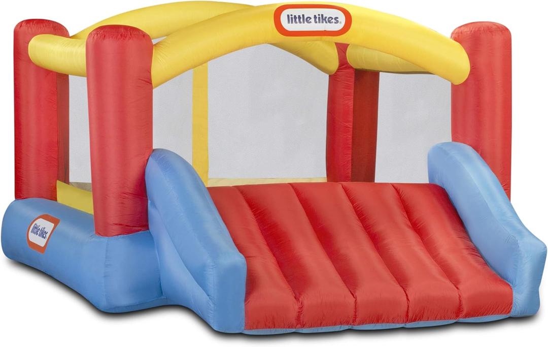 Little Tikes Jump 'n Slide Inflatable Bouncer Includes Heavy Duty Blower With GFCI, Stakes, Repair Patches, And Storage Bag, for Kids Ages 3-8 Years, Regular