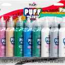 Tulip Glitter Puff Paint Pack, Permanent Multi-Surface Craft Paint for Drawing, Marbling, Hand Lettering or Dot Art Techniques, Use on Fabrics, Decor, Rock Painting, Egg Painting, Ornaments, 10 Colors