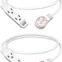 DEWENWILS 3FT 360 Rotating Flat Plug Extension Cord, 3 Prong Thin Power Strip, 16/3C 13A/125V/1625W, Rotating Plug for Indoor Narrow Space, SJT-3, ETL Listed, White, 2 Pack for Christmas