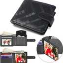 Wallet for men Slim RFID Leather 2 ID Window, mens wallets leather, billeteras de hombres, Anti-Theft Band (B-Black)