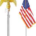 Anley 7.5ft Indoor Telescoping Flag Pole - Aluminum Telescopic Flagpole with Tangle Free Carabiners & Golden Eagle Top Finial - Lightweight Commercial Pole (1 Inch Dia. Flag Only)