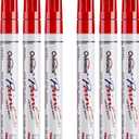 Red Paint Markers Pens - Single color 6 Pack Permanent Oil Based Paint Pen, Medium Tip, Quick Dry and Waterproof Marker for Rock, Wood, Fabric, Plastic, Canvas, Glass, Mugs, Canvas, Glass