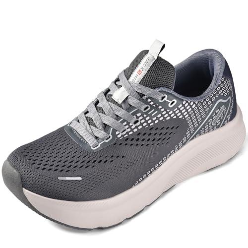 JACKSHIBO Wide Toe Box Shoes for Men Arch Support Shoes Wide Width Sneakers for Running Walking Athletic Tennis Orthopedic Plantar Fasciitis Workout with Thick Cushioned Zero Drop Sole Grey Size 44.5