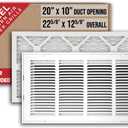 Fits 20x10 Duct Opening | Filter Included Steel Return Air Filter Grille by Handua [Removable Door] for 1-inch Filters | Vent Cover Filter Grill | White | Outer Dimensions: 22 5/8"W X 12 5/8"H