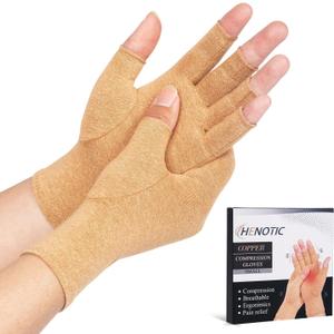Arthritis Compression Gloves for Women Men, Fingerless Breathable & Moisture Wicking Compression Gloves for Relieving Carpal Tunnel Aches, Rheumatoid Pains, Joint Swell Nude S