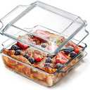 NUTRIUPS 8x8 Baking Dish Square Casserole Baking Dishes with Glass Cover Glass Casserole Dish with Lid Baking Dish Glass Baking Pan for Baking