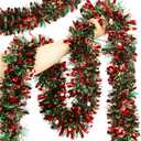 50FT Christmas Tinsel Garland Metallic Tinsel Twist Garland for Christmas Tree Decorations, Xmas Tree Decor for Indoor Outdoor Holiday Party Supplies (Red and Green)