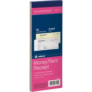 Adams Money and Rent Receipt Book, 2-Part, Carbonless, 2.75 x 7.19 Inch, 50 Sets, White and Canary (DC2701)