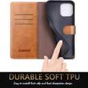 SUANPOT for iPhone 12/12 Pro 6.1" Leather Wallet Case with RFID Blocking, Card Holder, Shockproof Flip Cover, Light Brown