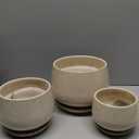 LE TAUCI Ceramic Plant Pots, Set of 2, 10 + 12 Inch Plant Pot, Elegant Planters for Indoor Plants, Sturdy Planter with Drainage Hole and Saucers, Perfect for Home Decor, Reactive Glaze Beige