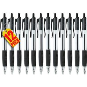 Always23 Ballpoint Pens, Comfort Grip Ballpoint Pen, Comfort Grip & Smooth Writing, Black Ink, 1mm 12 Pack