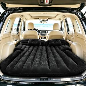 Onirii SUV Air Mattress,Thickened Flocking Car Air Mattress Travel Camping Bed with 2 Pillows & Air Pump,Portable Car Sleeping Mattress for SUV Trunk and Rear Seat (Black)