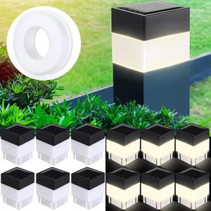 Hicarer 12 Pack Solar Fence Post Cap Lights 2in x 2in Solar Post Cap Fence Lights for Garden, Gazebos, Street Wall(Warm Yellow)