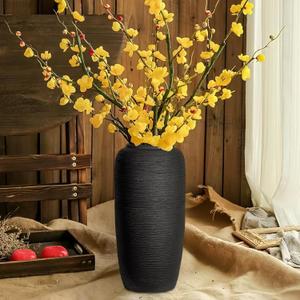 Black Rustic Ceramic Farmhouse Tall Floor Vase,15.7 Inch Vintage Large Vases Pottery Clay Terracotta Rustic Vase for Home Decor Living Room Entryway Table Centerpieces,Kitchen,Housewarming Gifts