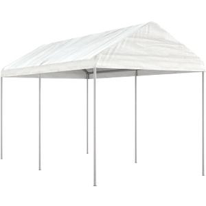 White Outdoor Gazebo Tent with UV-Resistant Polyethylene Roof, 4.46x2.28x2.69m Camping Canopy for Backyard Events & Garden Parties