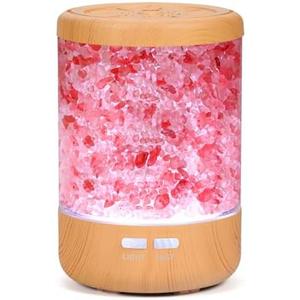 Essential Oil Diffuser Aromatherapy Diffuser - Himalayan Pink Salt Crystal Diffusers for Essential Oils with 7 Color Lights 2 Mist Mode, Reduce Noise Design for Baby Room, Yellow