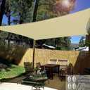 8' x 14' Sun Shade Sail Rectangle Outdoor Canopy Cover with Hardware Kit UV Block for Backyard Porch Pergola Deck Garden Patio Pool (Beige)