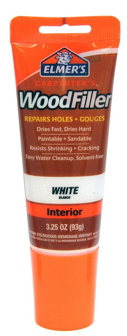 Elmer's E855 Carpenter's Wood Filler, 3.25-Ounce Tube, White
