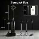 3-in-1 Electric Milk Frother with 3 Stainless Steel Whisks, USB Rechargeable Handheld Foam Maker with Charging Stand, 3 Speed Coffee Frother for Latte, Cappuccino, Hot Chocolate