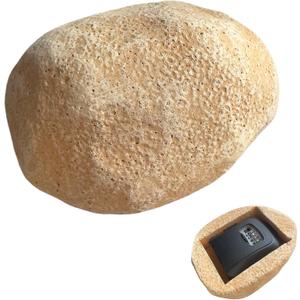 XXL Hide Keys Fake Rock Lock Box, Hide a Key Stone Look-Like Outdoor with 4-Digits Combination Lockbox, Spare Key Storage Box with Foam Protection for Home B&B, Rental, Office (Sandstone)