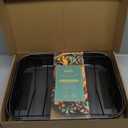 Roasting Pan, Nonstick Roaster Pan with Rack, Turkey Roasting Pan with V Rack, 17 Inch x 13 Inch, Black